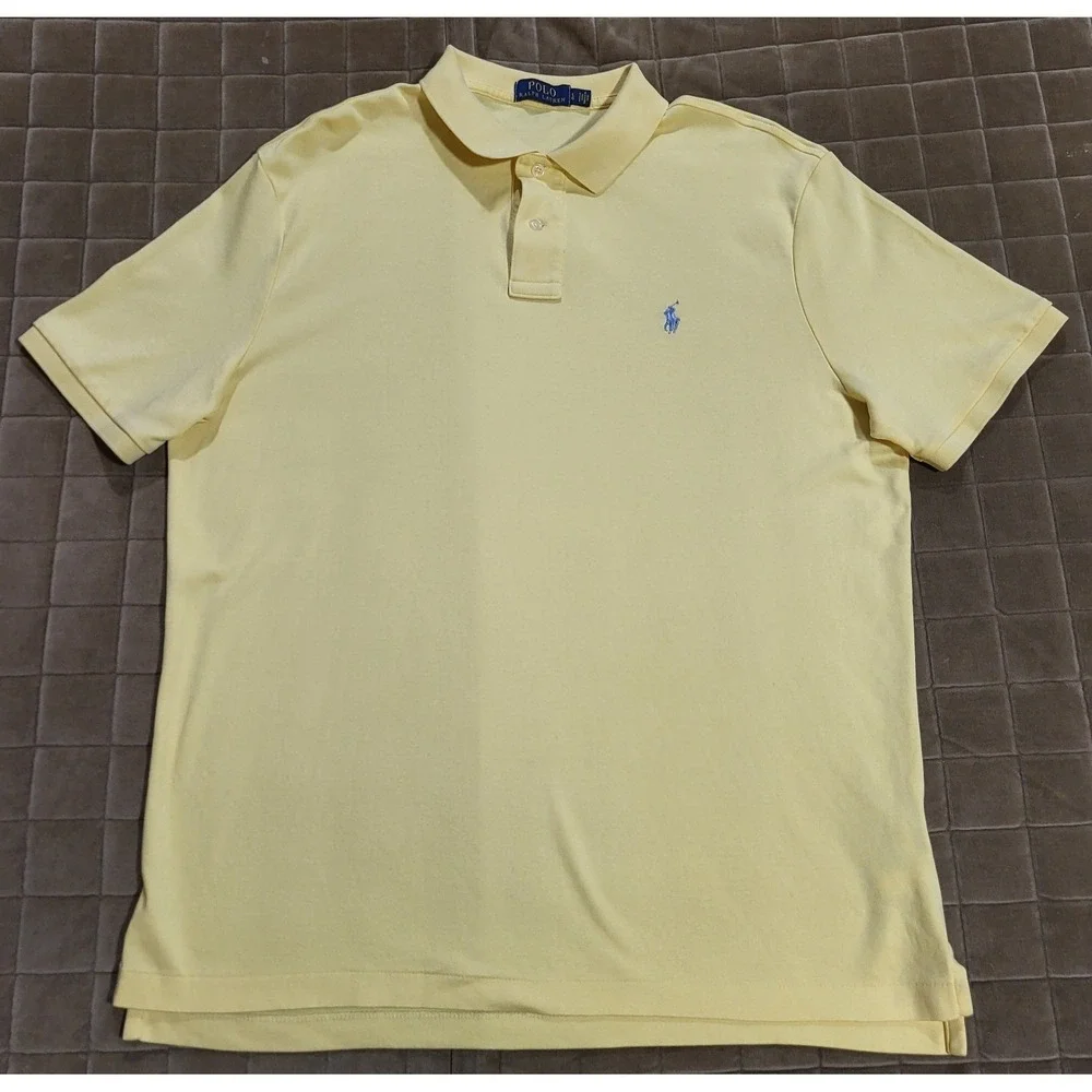 Polo Ralph Lauren Polo Shirt Mens Large Classic Fit Neon Yellow Short Sleeve